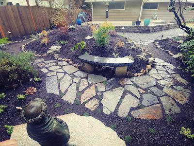 outdoor landscape in a circular area